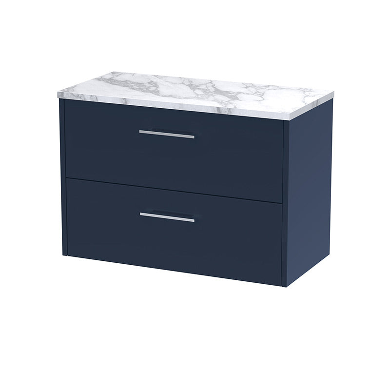 Hudson Reed Juno Wall Hung Double Drawer 800mm Vanity & Laminate Worktop (1 size, 5 colours) - Brand New Bathrooms