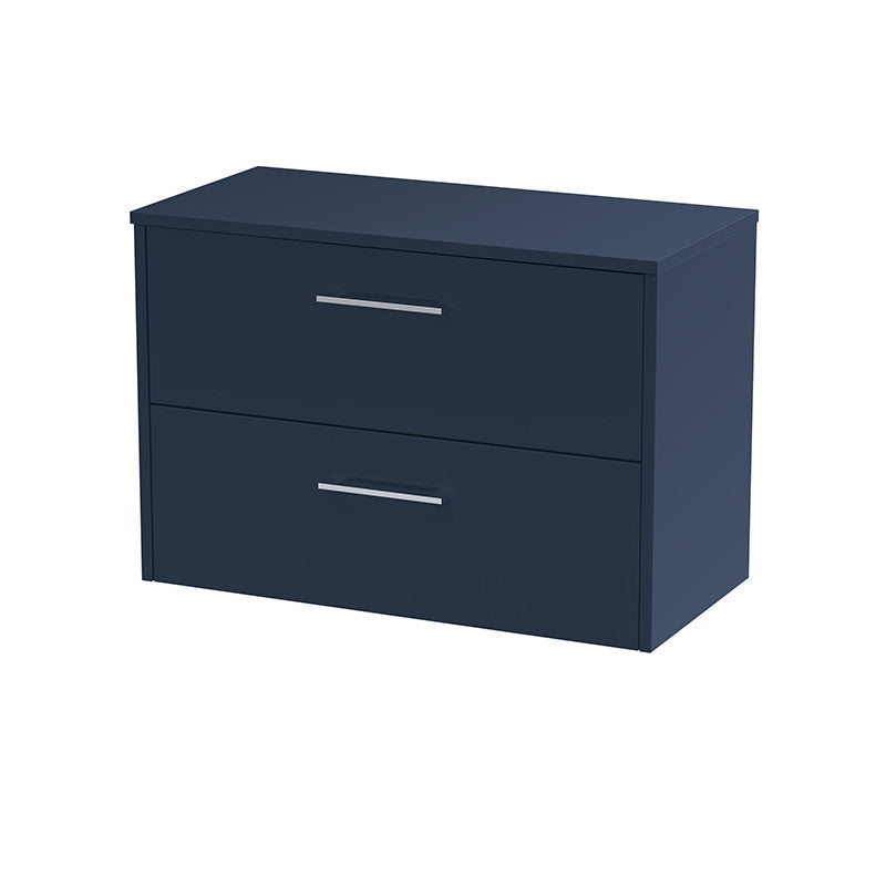Hudson Reed Juno Wall Hung Double Drawer 800mm Vanity & Matching Worktop (1 size, 5 colours) - Brand New Bathrooms
