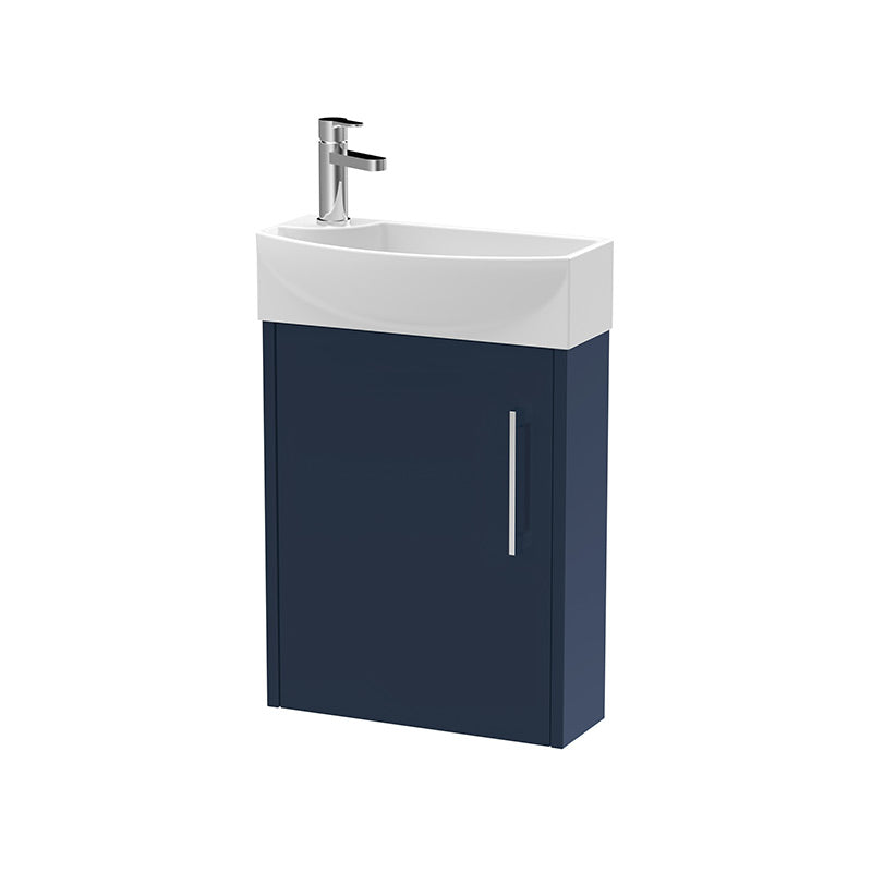 Hudson Reed Juno Compact Wall Hung Single Door 440mm Unit & 1 Tap Hole Right Handed Ceramic Basin (1 size, 2 colours) - Brand New Bathrooms