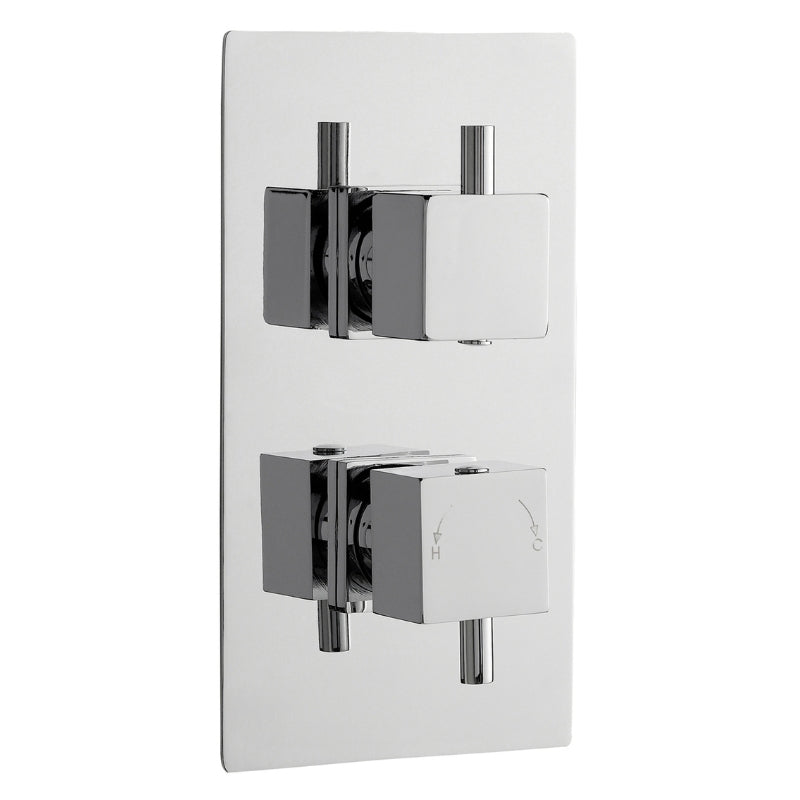 Nuie Square Showers Twin Thermostatic Shower Valve (1 size, Chrome) - Brand New Bathrooms