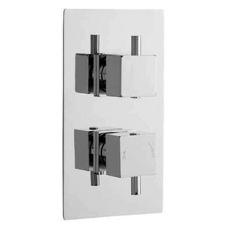 Nuie Square Showers Twin Thermostatic Shower Valve (1 size, Chrome) - Brand New Bathrooms