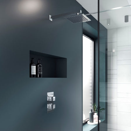 Nuie Square Showers Twin Thermostatic Shower Valve (1 size, Chrome) - Brand New Bathrooms