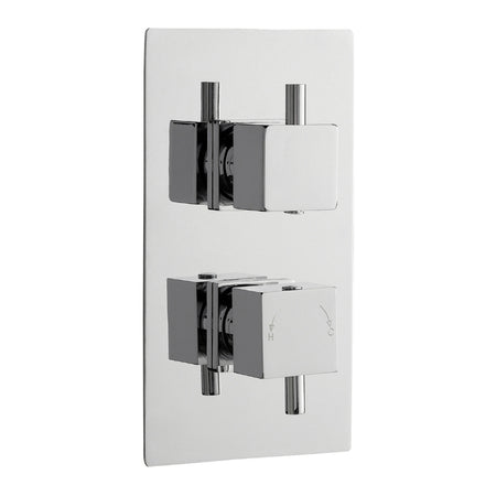 Nuie Square Showers Twin Thermostatic Shower Valve With Diverter (1 size, Chrome) - Brand New Bathrooms