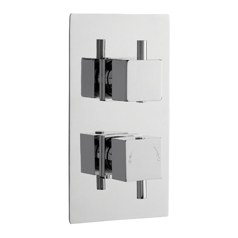 Nuie Square Showers Twin Thermostatic Shower Valve With Diverter (1 size, Chrome) - Brand New Bathrooms