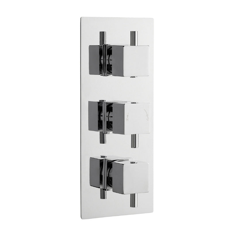 Nuie Square Showers Triple Thermostatic Shower Valve (1 size, Chrome) - Brand New Bathrooms