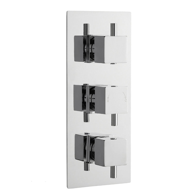 Nuie Square Showers Triple Thermostatic Shower Valve With Diverter (1 size, Chrome) - Brand New Bathrooms