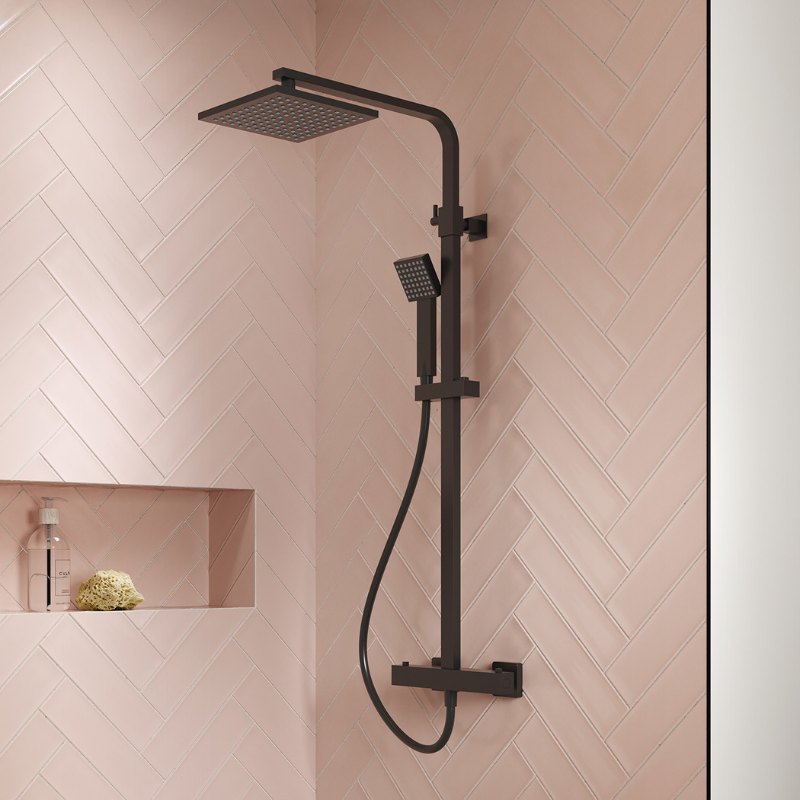 Nuie Shower Kits Square Thermostatic Bar Valve & Shower Kit (1 size, 3 colours) - Brand New Bathrooms