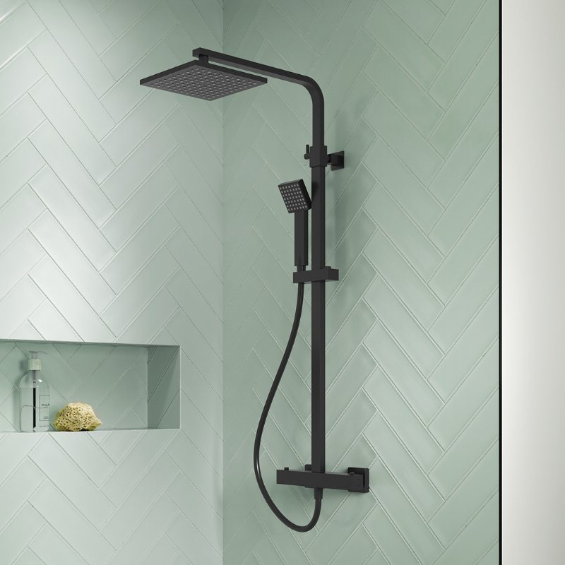 Nuie Shower Kits Square Thermostatic Bar Valve & Shower Kit (1 size, 3 colours) - Brand New Bathrooms