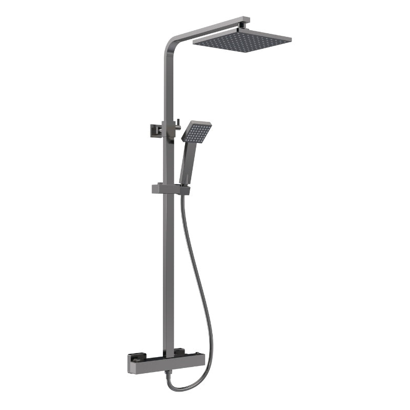 Nuie Shower Kits Square Thermostatic Bar Valve & Shower Kit (1 size, Brushed Pewter) - Brand New Bathrooms