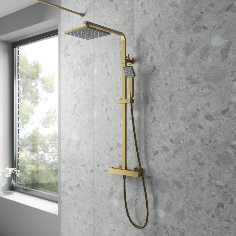 Nuie Shower Kits Square Thermostatic Bar Valve & Shower Kit (1 size, 3 colours) - Brand New Bathrooms