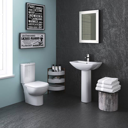 Nuie Provost Semi Flush to Wall WC Toilet Pan & Cistern (1 size, White) - Brand New Bathrooms