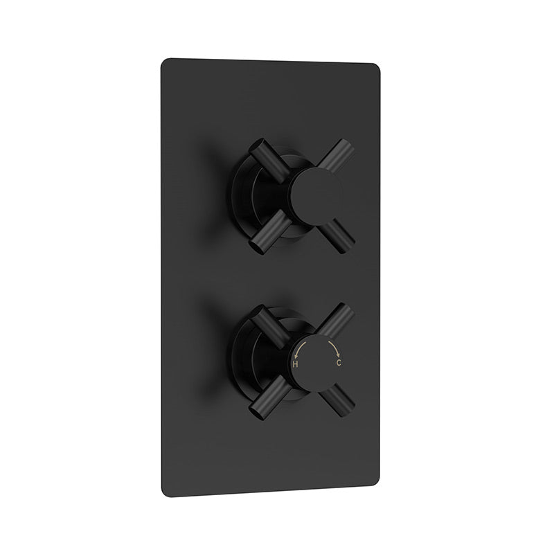 Hudson Reed Tec Crosshead Thermostatic Shower Valve With Diverter (2 sizes, Matt Black) - Brandnew Bathroom