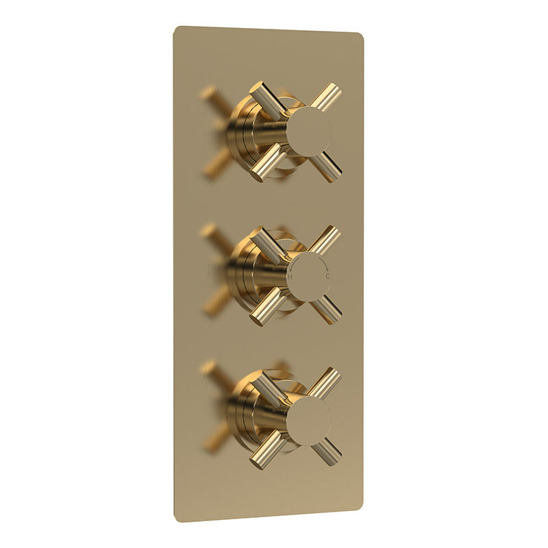 Hudson Reed Tec Crosshead Thermostatic Shower Valve With Diverter (2 sizes, Brushed Brass) - Brandnew Bathroom