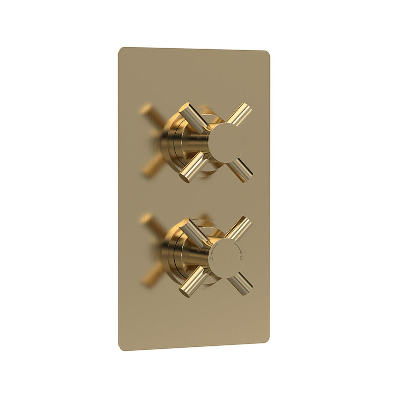 Hudson Reed Tec Crosshead Thermostatic Shower Valve With Diverter (2 sizes, Brushed Brass) - Brandnew Bathroom