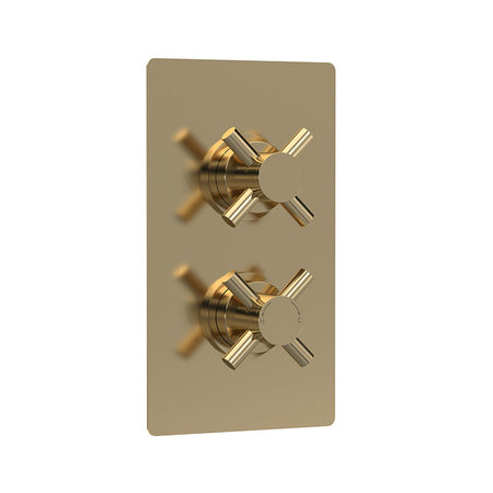 Hudson Reed Tec Crosshead Thermostatic Shower Valve With Diverter (2 sizes, Brushed Brass) - Brandnew Bathroom