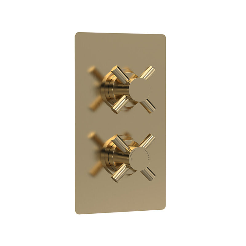 Hudson Reed Tec Crosshead Thermostatic Shower Valve (2 sizes, Brushed Brass) - Brandnew Bathroom