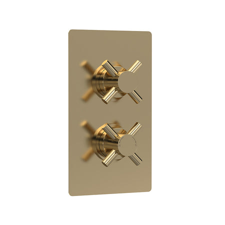 Hudson Reed Tec Crosshead Thermostatic Shower Valve (2 sizes, Brushed Brass) - Brandnew Bathroom