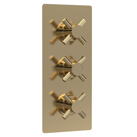 Hudson Reed Tec Crosshead Thermostatic Shower Valve (2 sizes, Brushed Brass) - Brandnew Bathroom