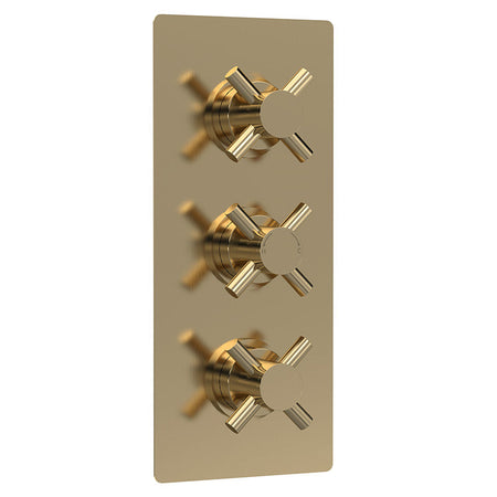 Hudson Reed Tec Crosshead Thermostatic Shower Valve (2 sizes, Brushed Brass) - Brandnew Bathroom