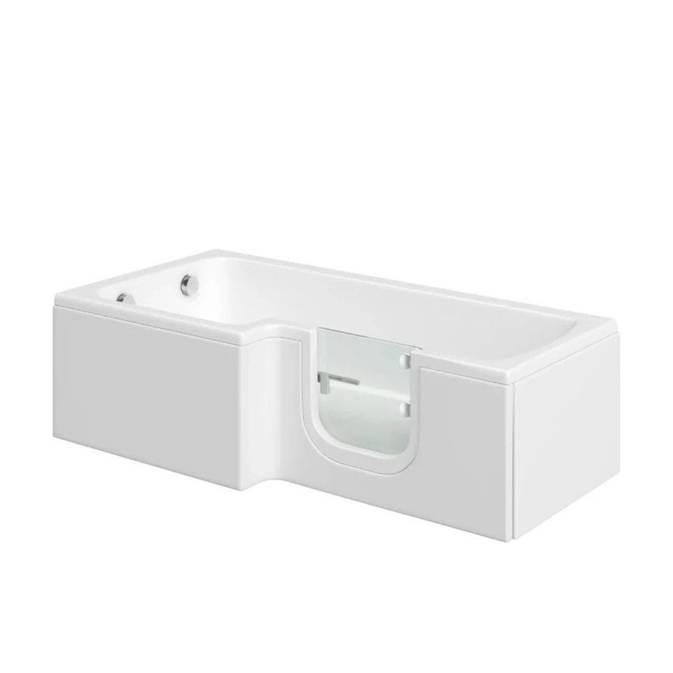 Mantaleda Larimar L-Shaped Shower Bathtub & Bath Screen (1 size, 2 styles, White)