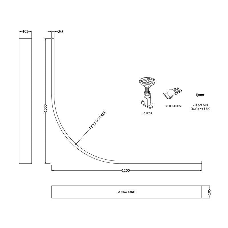 Nuie Leg Set & Plinth Kit (900 Curved Plinth, White) - Brandnew Bathroom 