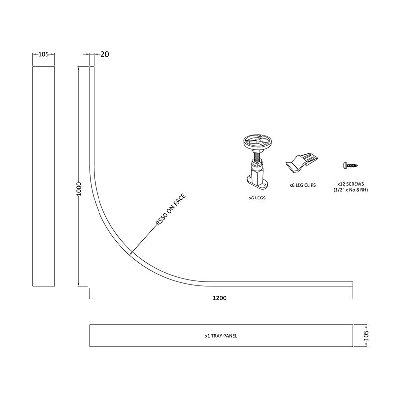 Nuie Leg Set & Plinth Kit (1000 Curved Plinth, White) - Brandnew Bathroom