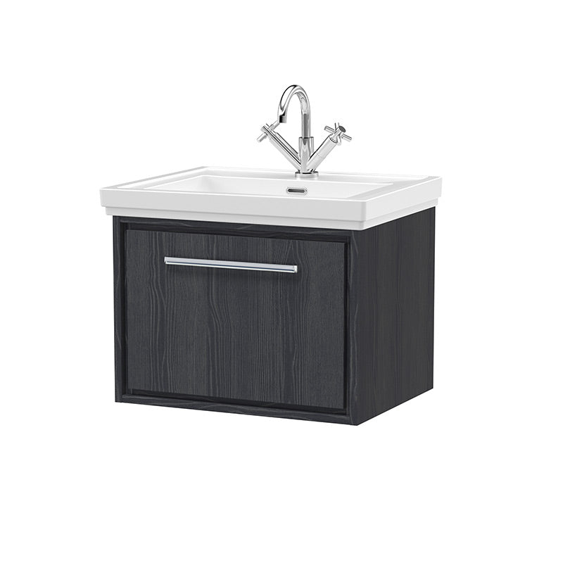 Hudson Reed Lille Wall Hung Single Drawer 600mm Vanity with Fireclay Basin & 1 Tap Hole (1 size, 3 colours) - Brand New Bathrooms
