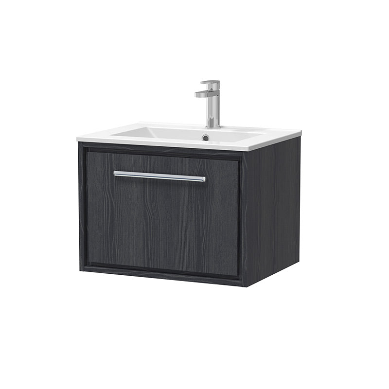 Hudson Reed Lille Wall Hung Single Drawer 600mm Vanity with 1 tap hole Fireclay Basin (1 size, 3 colours) - Brand New Bathrooms