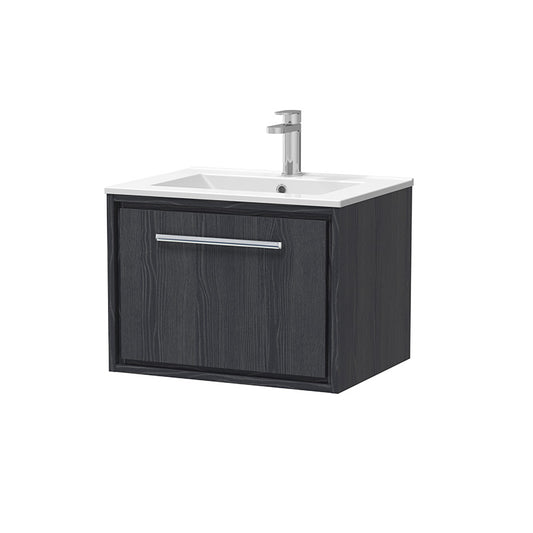 Hudson Reed Lille Wall Hung Single Drawer 600mm Vanity with 1 tap hole Fireclay Basin (1 size, 3 colours) - Brand New Bathrooms