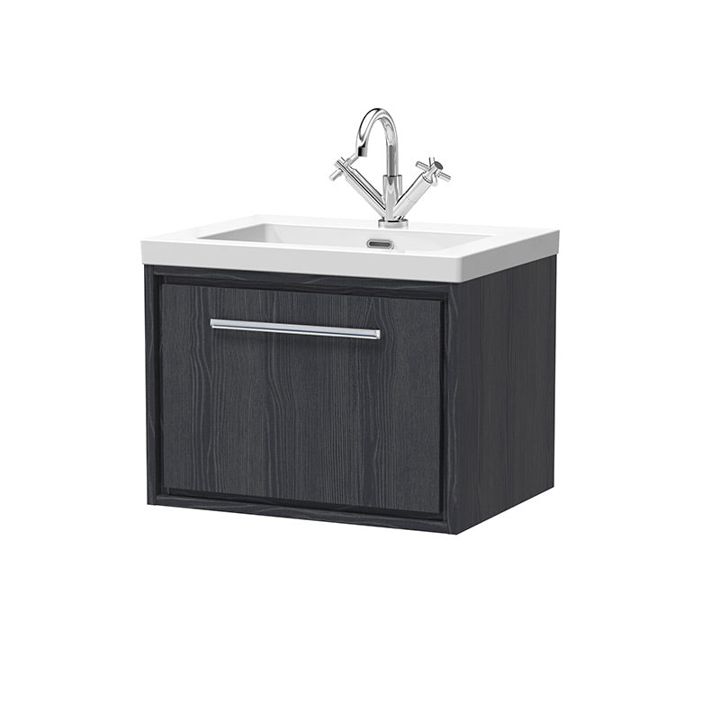 Hudson Reed Lille Wall Hung Single Drawer 600mm Vanity with 1 tap hole Fireclay Basin (1 size, 3 colours) - Brand New Bathrooms