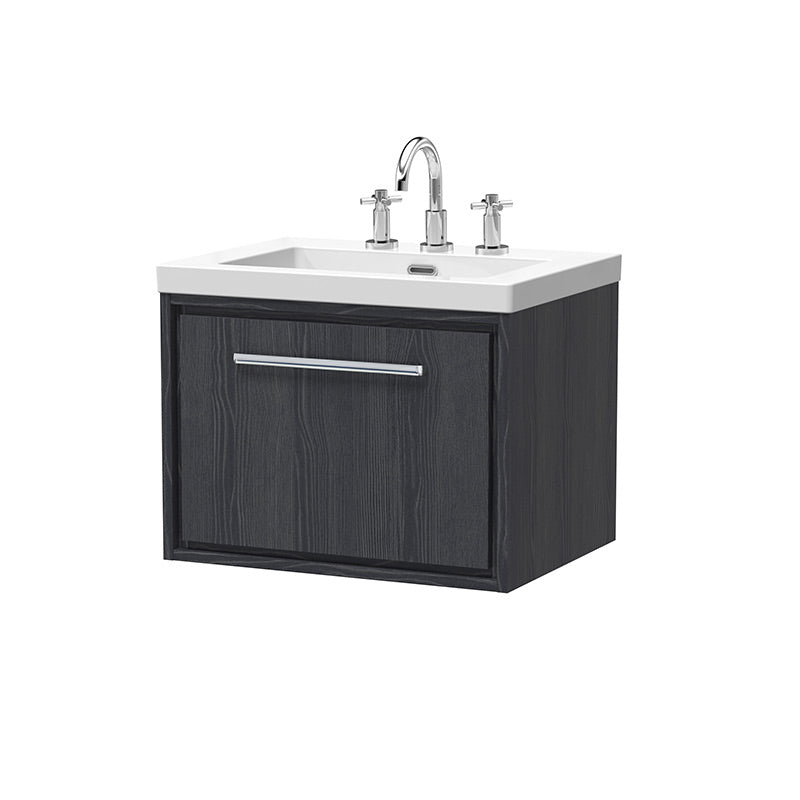 Hudson Reed Lille Wall Hung Single Drawer 600mm Vanity with 3 tap hole Fireclay Basin (1 size, 3 colours) - Brand New Bathrooms
