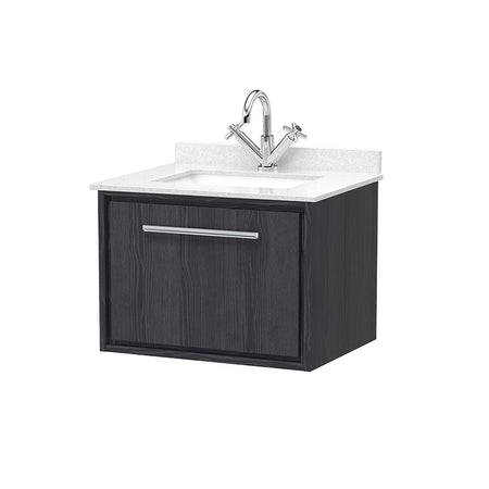 Hudson Reed Lille Wall Hung Single Drawer 600mm Vanity with 1 tap hole Marble Worktop & Underslung Basin (1 size, 3 colours) - Brand New Bathrooms