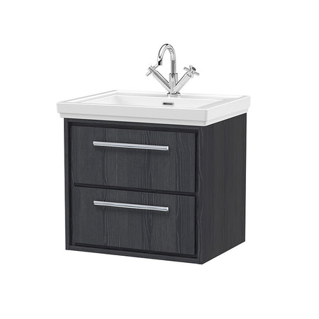 Hudson Reed Lille Wall Hung Double Drawer 600mm Vanity with 1 tap hole Fireclay Basin (1 size, 3 colours) - Brand New Bathrooms