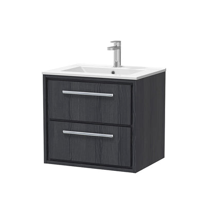 Hudson Reed Lille Wall Hung Double Drawer 600mm Vanity with 1 tap hole Vitreous China Basin (1 size, 3 colours) - Brand New Bathrooms