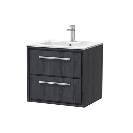 Hudson Reed Lille Wall Hung Double Drawer 600mm Vanity with 1 tap hole Vitreous China Basin (1 size, 3 colours) - Brand New Bathrooms