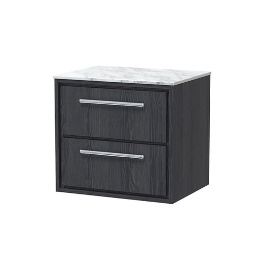 Hudson Reed Lille Wall Hung Double Drawer 600mm Vanity with Marble Worktop (1 size, 3 colours) - Brand New Bathrooms