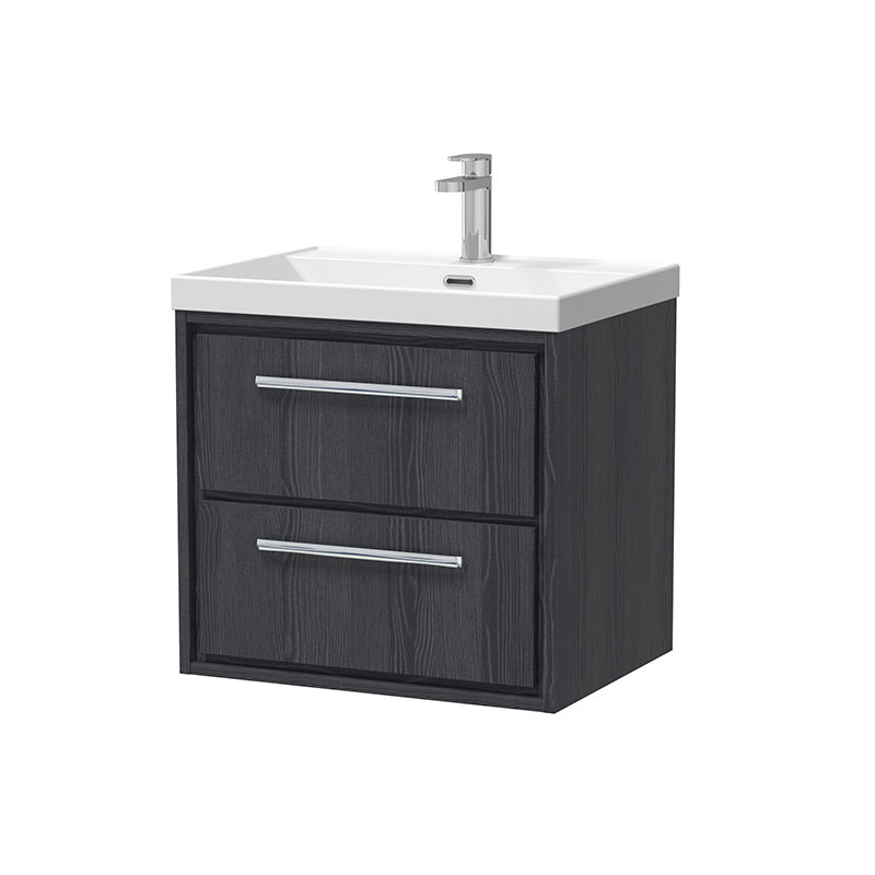 Hudson Reed Lille Wall Hung Double Drawer 600mm Vanity with 1 tap hole Vitreous China Basin (1 size, 3 colours) - Brand New Bathrooms