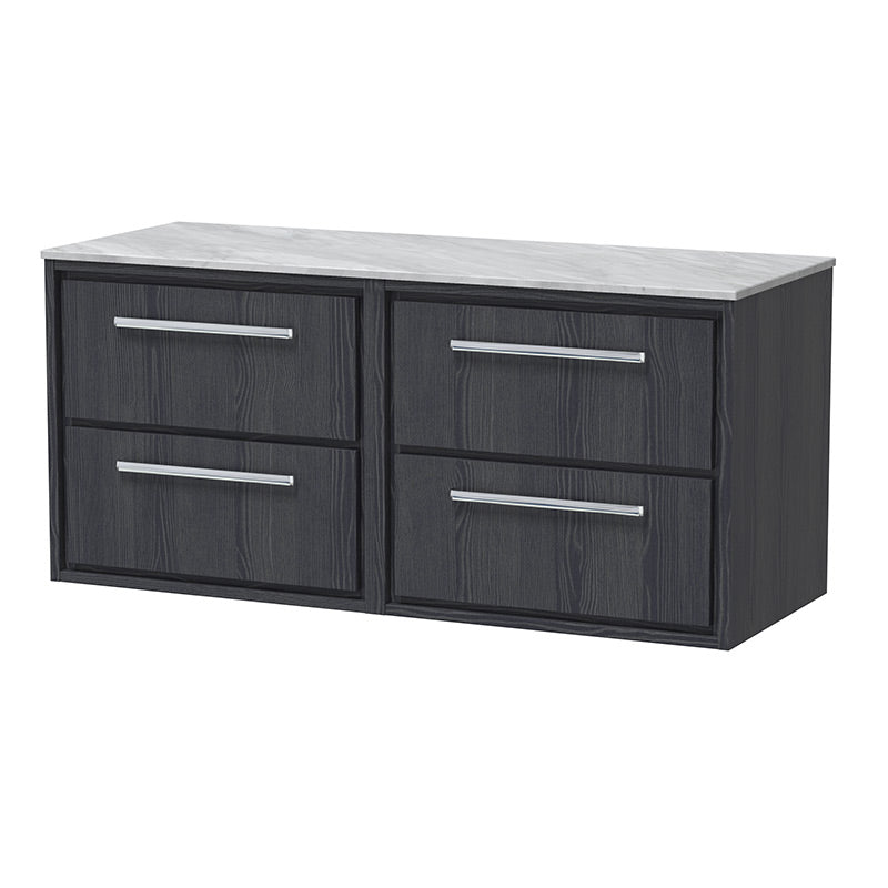 Hudson Reed Lille Wall Hung Four Drawer 1200mm Vanity with Marble Worktop (1 size, 3 colours) - Brand New Bathrooms