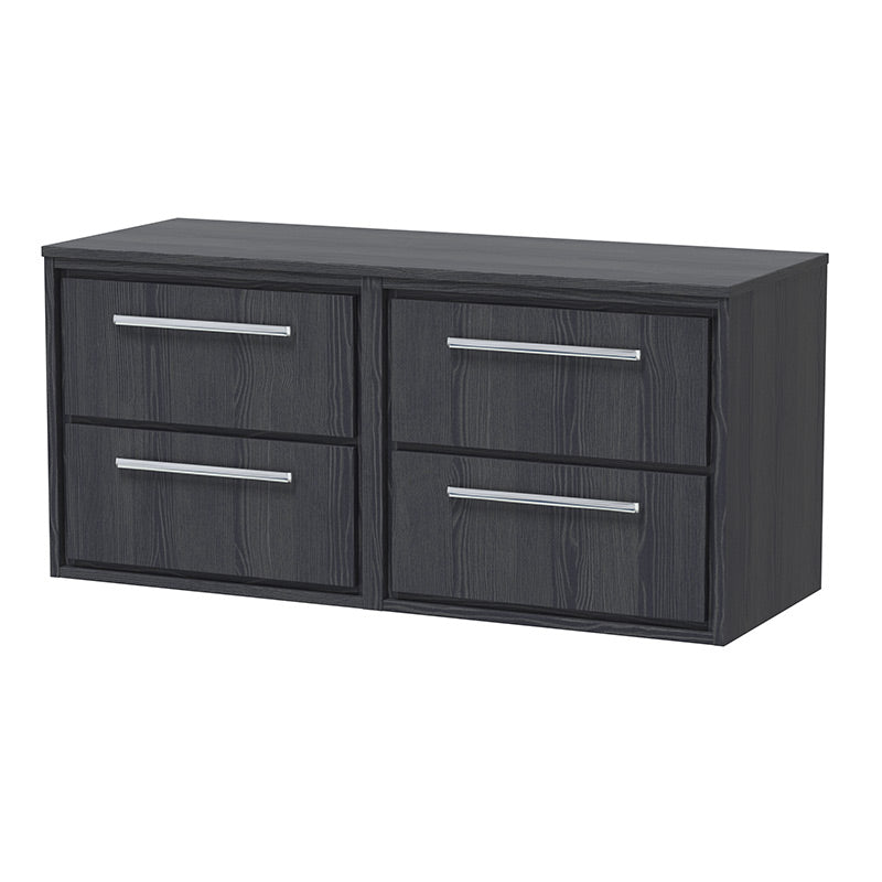 Hudson Reed Lille Wall Hung Four Drawer 1200mm Vanity with Matching Worktop (1 size, 3 colours) - Brand New Bathrooms