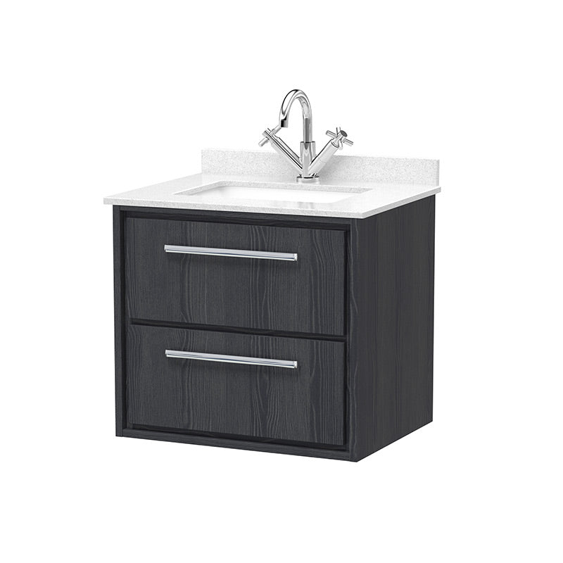 Hudson Reed Lille Wall Hung Double Drawer Vanity with Marble Worktop & 1 tap hole Underslung Basin (1 size, 3 colours) - Brand New Bathrooms