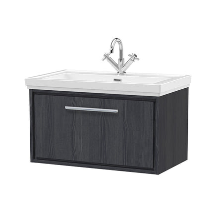 Hudson Reed Lille Wall Hung Single Drawer 800mm Vanity with 1 tap hole Fireclay Basin (1 size, 3 colours) - Brand New Bathrooms