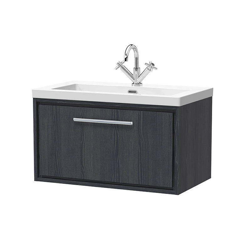 Hudson Reed Lille Wall Hung Single Drawer 800mm Vanity with 1 tap hole Fireclay Basin (1 size, 3 colours) - Brand New Bathrooms