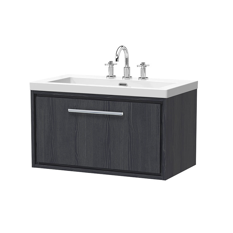 Hudson Reed Lille Wall Hung Single Drawer Vanity with 3 tap hole Fireclay Basin (1 size, 3 colours) - Brand New Bathrooms
