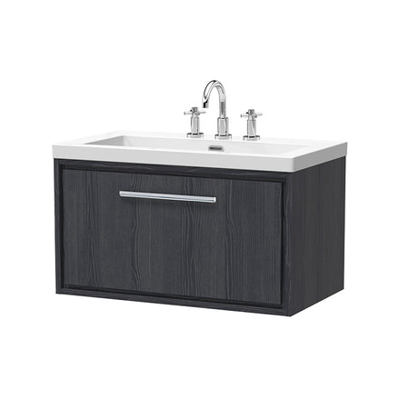 Hudson Reed Lille Wall Hung Single Drawer Vanity with 3 tap hole Fireclay Basin (1 size, 3 colours) - Brand New Bathrooms