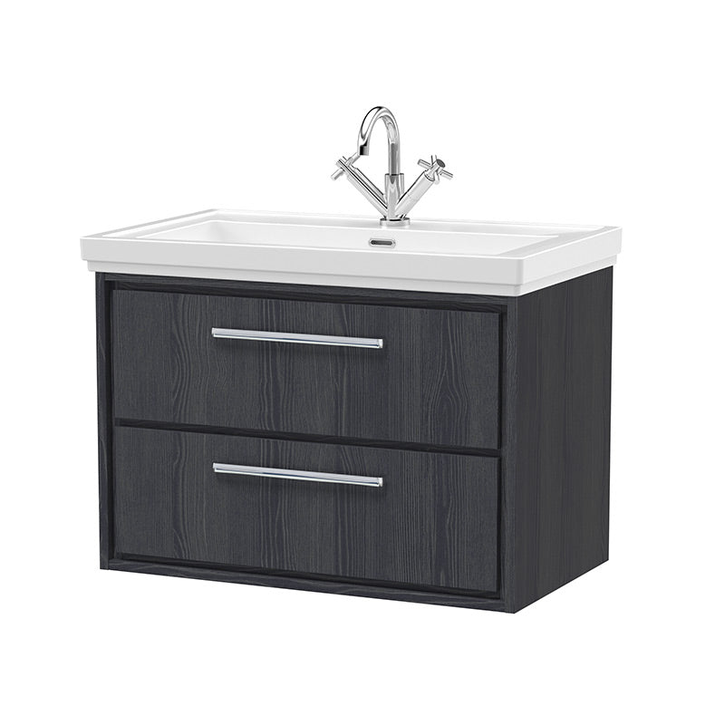 Hudson Reed Lille Wall Hung Double Drawer 800mm Vanity with 1 tap hole Fireclay Basin (1 size, 3 colours) - Brand New Bathrooms