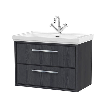 Hudson Reed Lille Wall Hung Double Drawer 800mm Vanity with 1 tap hole Fireclay Basin (1 size, 3 colours) - Brand New Bathrooms