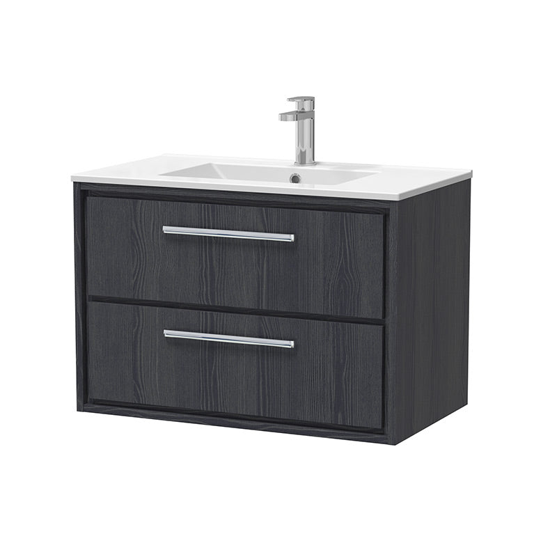 Hudson Reed Lille Wall Hung Double Drawer 800mm Vanity with 1 tap hole Vitreous China Basin (1 size, 3 colours) - Brand New Bathrooms