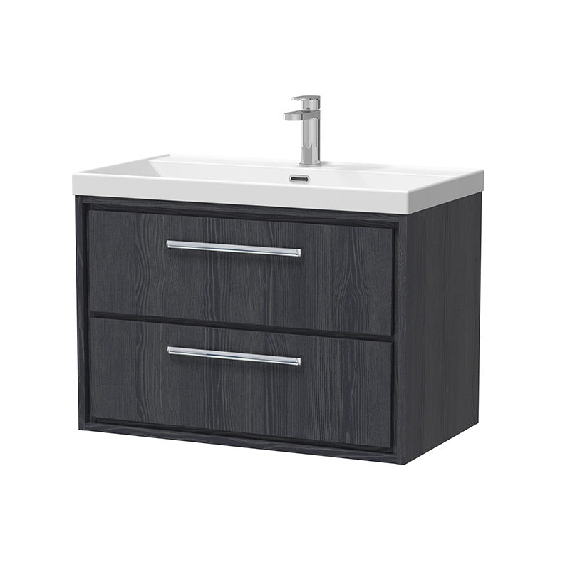 Hudson Reed Lille Wall Hung Double Drawer 800mm Vanity with 1 tap hole Fireclay Basin (1 size, 3 colours) - Brand New Bathrooms
