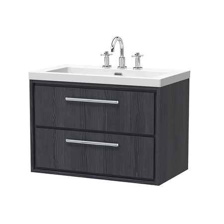 Hudson Reed Lille Wall Hung Double Drawer 800mm Vanity with 3 tap hole Fireclay Basin (1 size, 3 colours) - Brand New Bathrooms