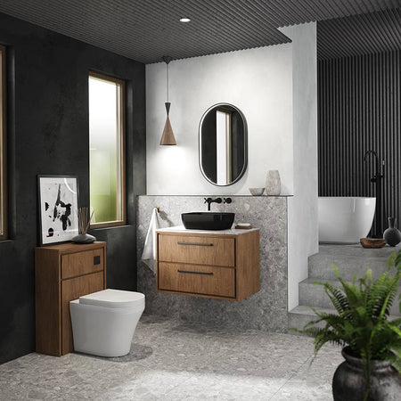 Hudson Reed Lille Wall Hung Double Drawer 800mm Vanity with Marble Worktop (1 size, 3 colours) - Brand New Bathrooms